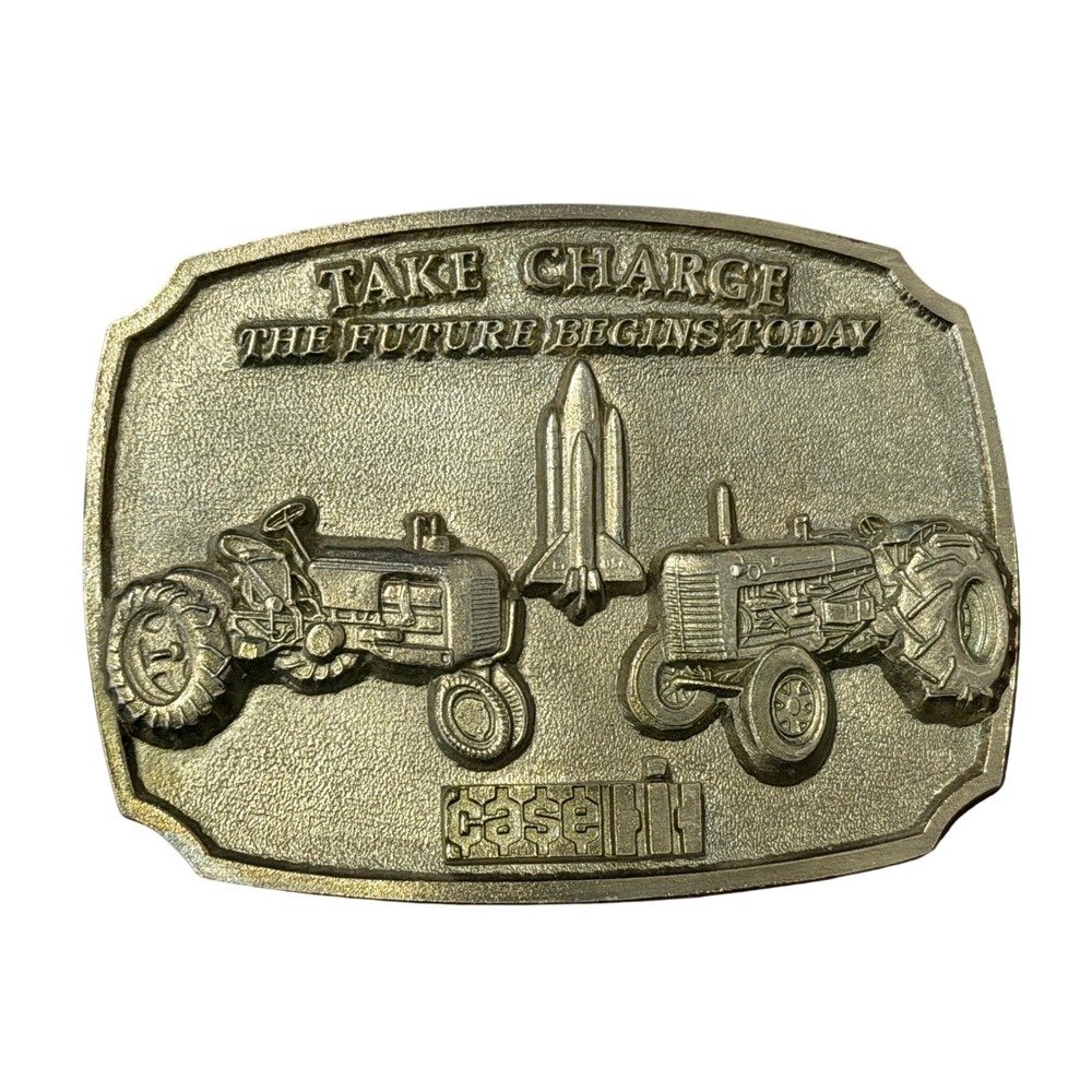 Vintage 1988 JI Case IH Parts Pewter Belt Buckle Space Shuttle Tractor SpecCast
